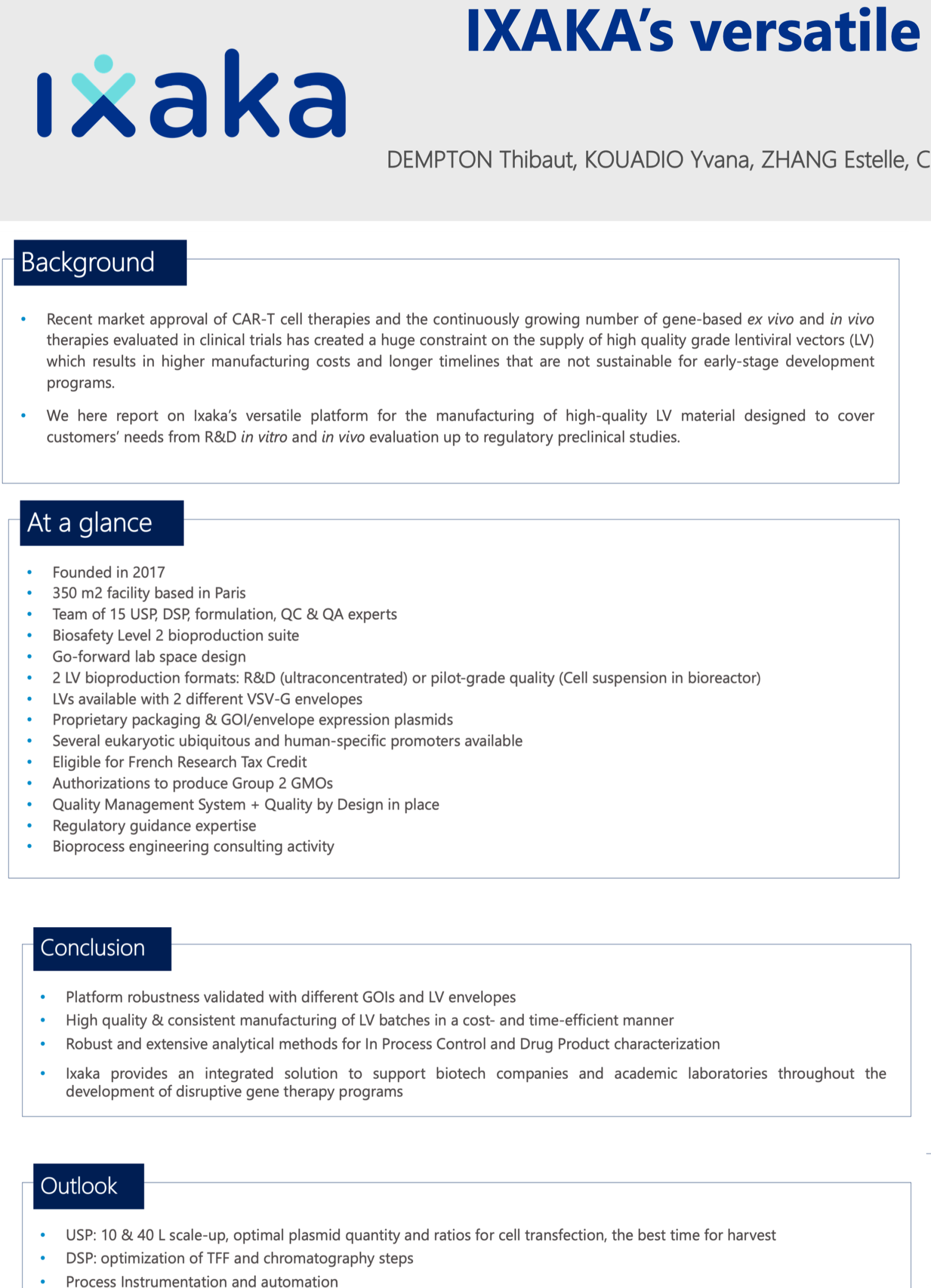 IXAKA’s versatile platform for the bioproduction & characterization of lentiviral vectors