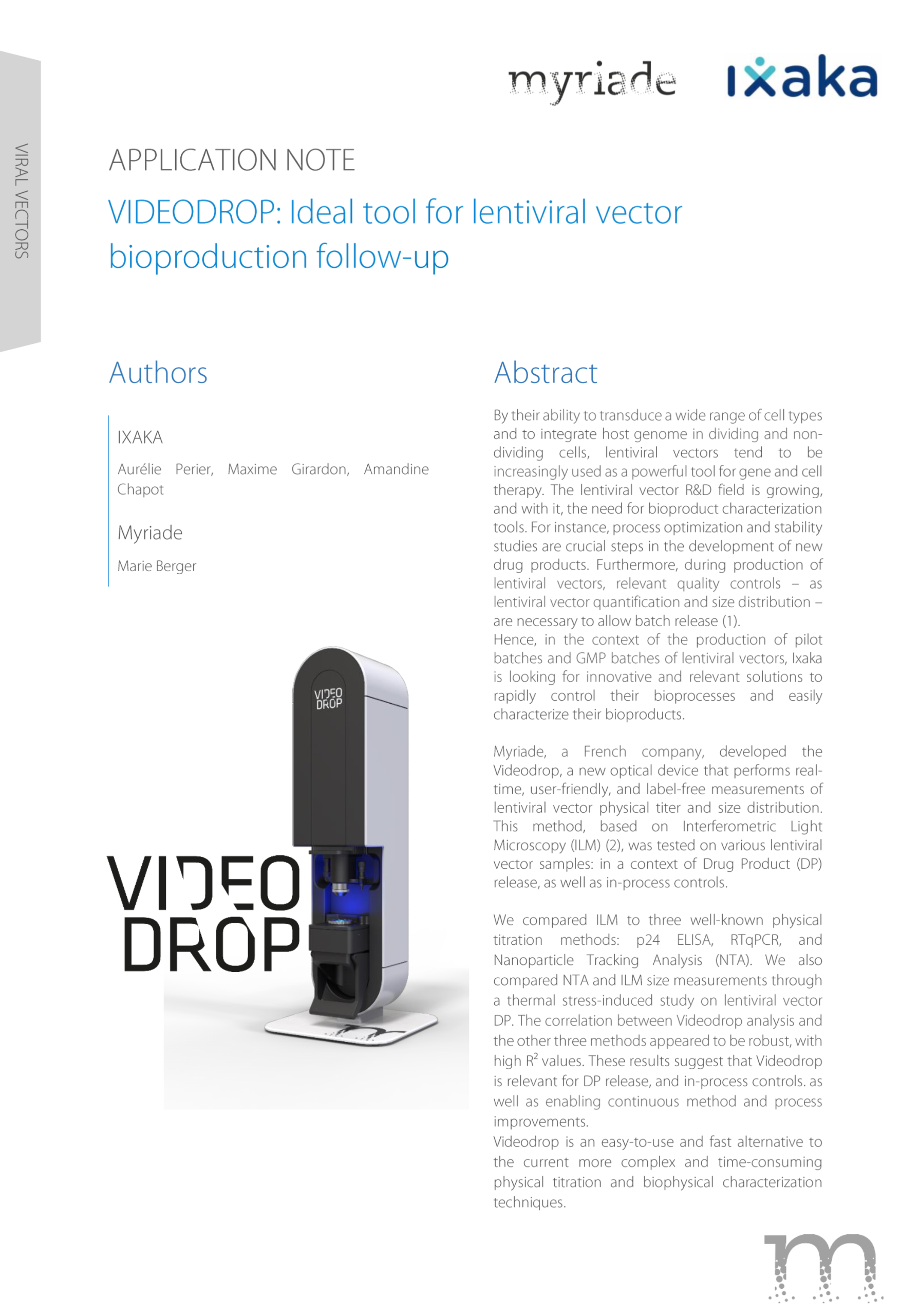 VIDEODROP: Ideal tool for lentiviral vector bioproduction follow-up