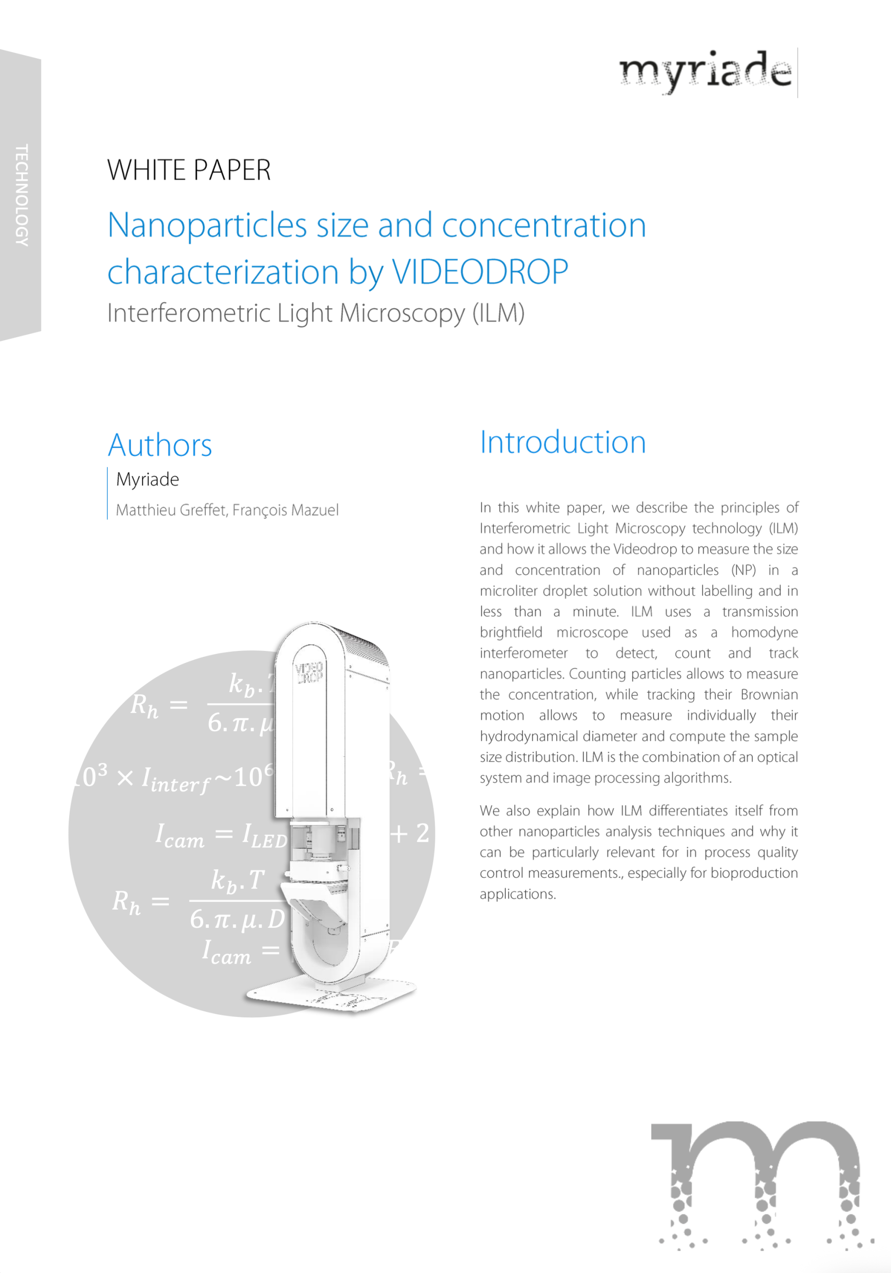 Nanoparticles size and concentration characterization by VIDEODROP: Interferometric Light Microscopy (ILM)